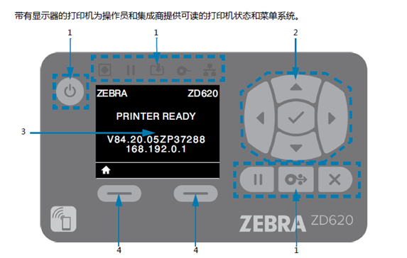 斑马ZD620打印机按键功能概述