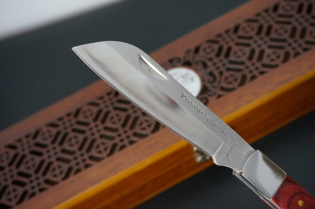 英吉沙玉素普大号折叠刀,全长23cm,折叠13cm,轴承钢手工锻打刀身,已