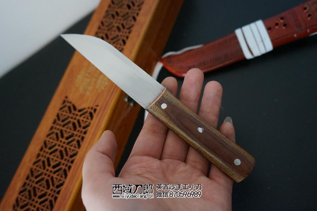 大河家保安腰刀,迷你吃肉小刀,全长18cm,轴承钢手工锻打刀身,精开刃