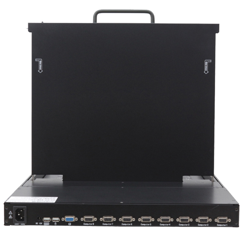 KVM切换器热键8口17寸LCD USB/PS2机架折叠抽拉式19寸机柜安装
