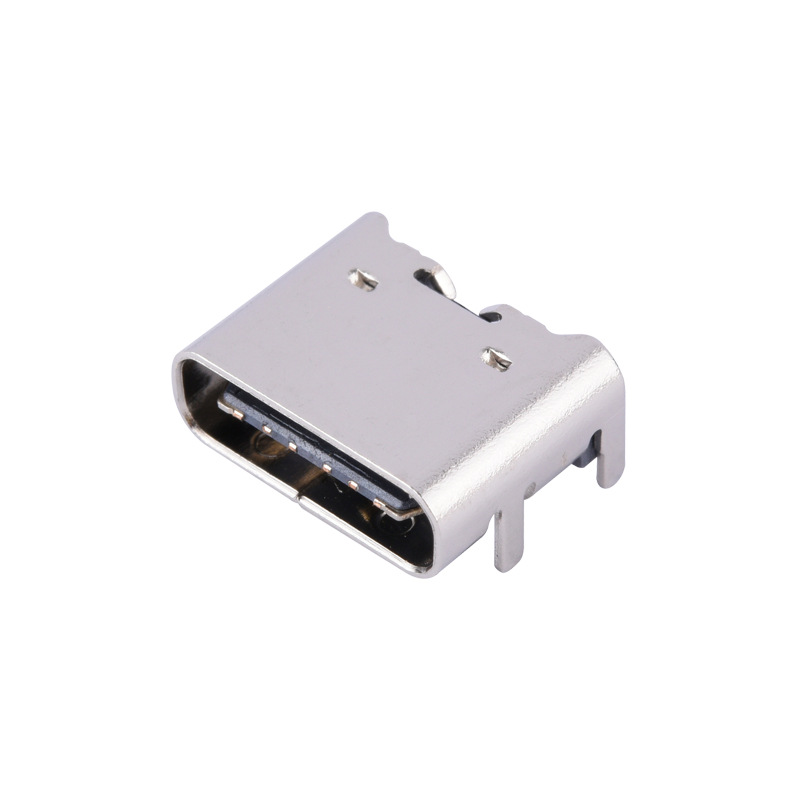 USB TYPE-C母座 6Pin后贴SMT 四脚插板 