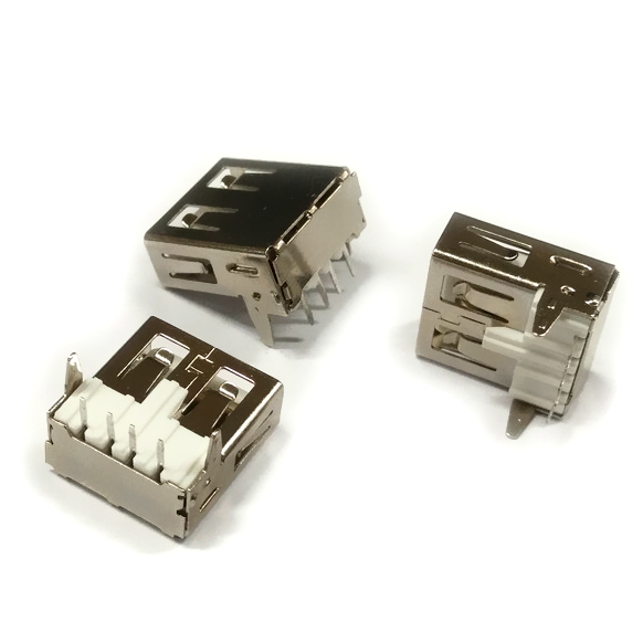 USB母座 AF2.0平口 90°14.0后插直腳DIP 直邊 有蓋