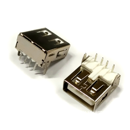 USB母座 AF2.0平口 90°14.0后插直腳DIP 直邊 有蓋