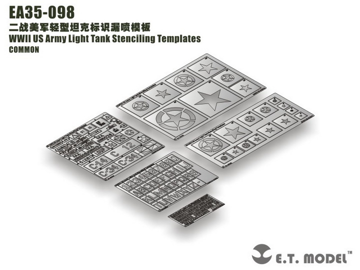 EA35 098 WWII US Army Light Tank Stenciling Templates 