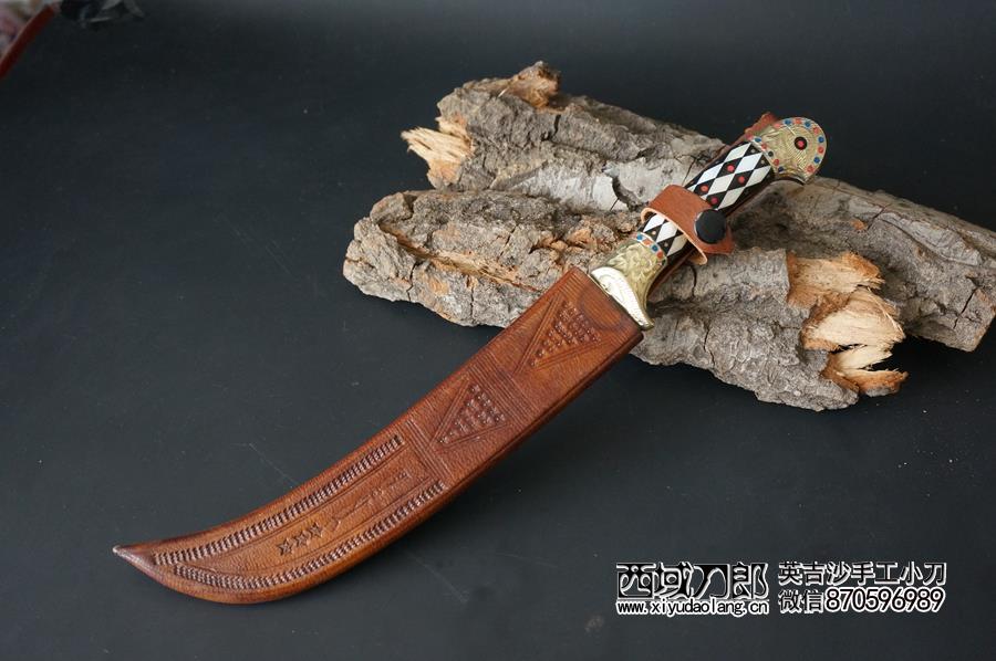 英吉沙精品弯刀黑白贝克铜把 阿卜杜拉制作老刀 西域刀郎英吉沙手工刀