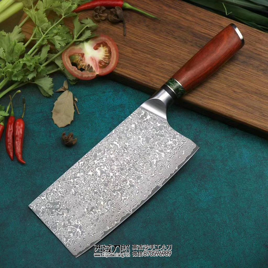【大马士革菜刀】380元包邮高品质手工家居菜刀,定制高硬度vg10钢芯